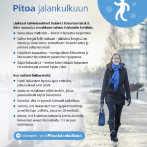 Suomenkielisestä pitoa jalankulkuun opaskortista kuva.